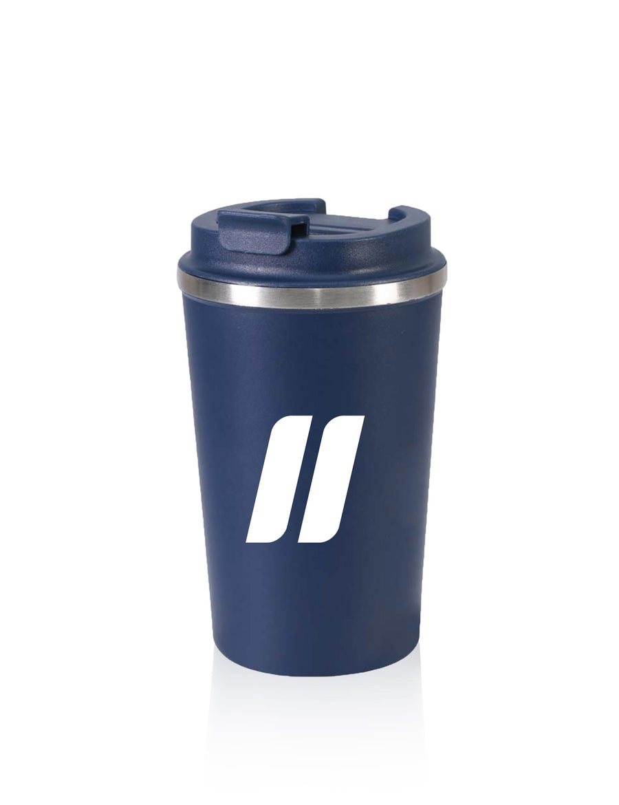 Insulated Coffee Tumbler – Navy + White