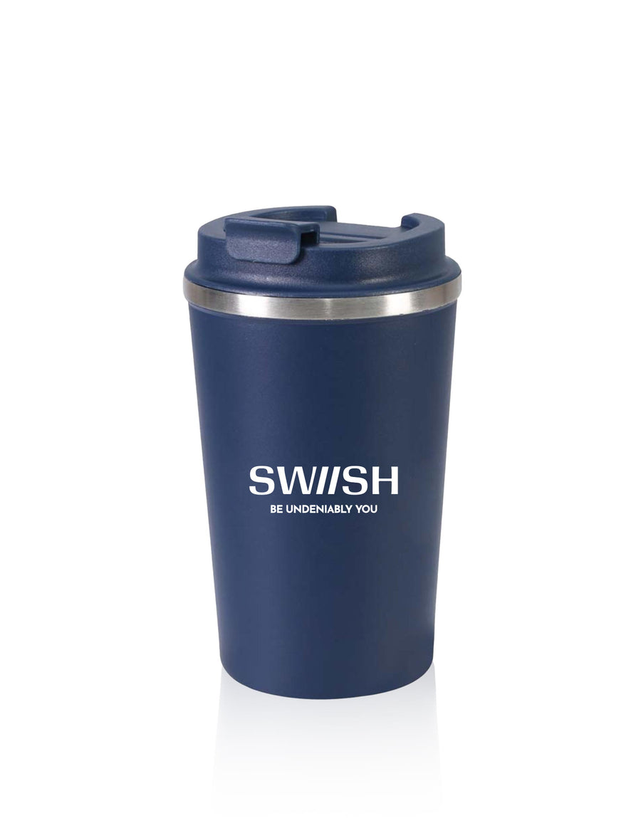 Insulated Coffee Tumbler – Navy + White